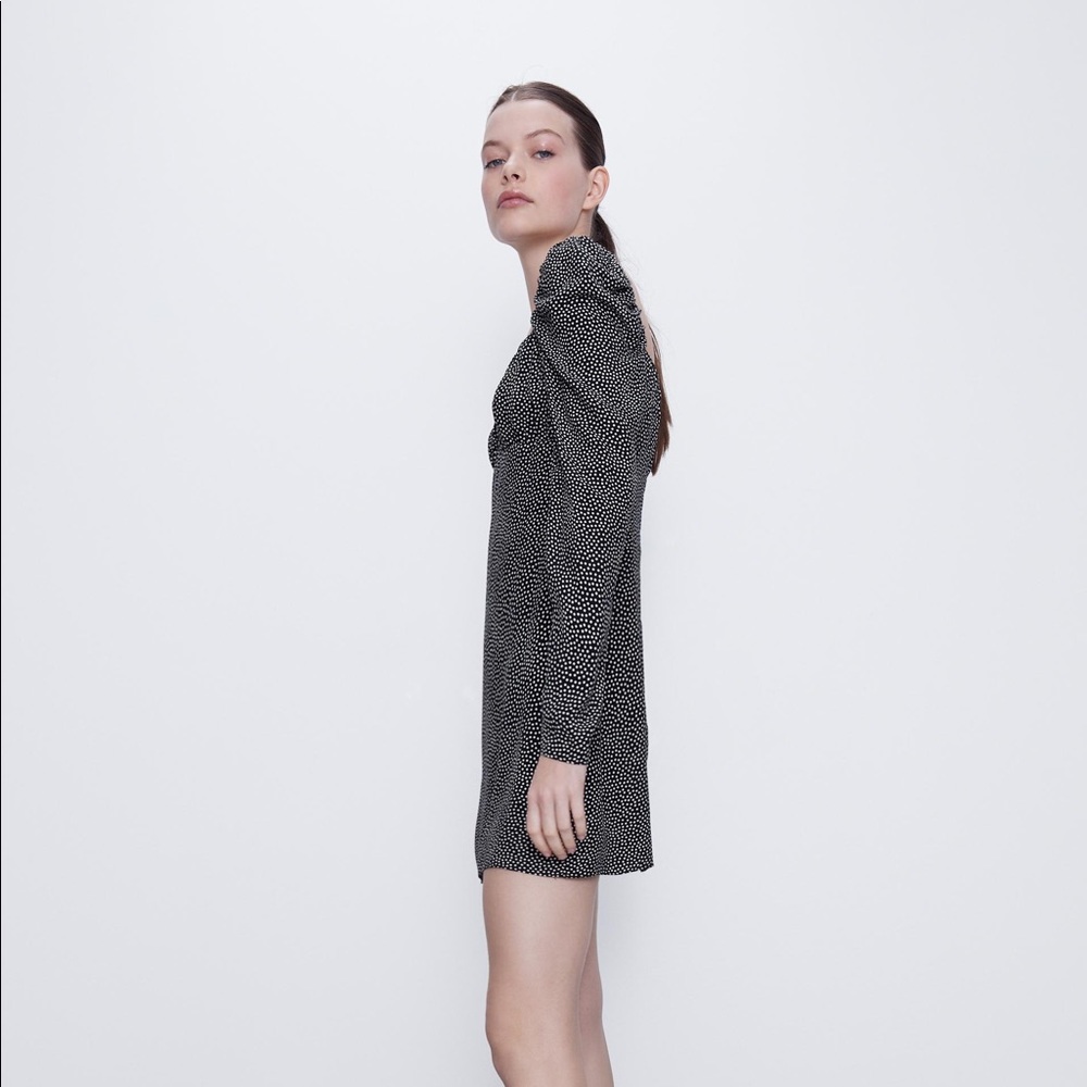 ZARA DRAPED POLKA DOT DRESS TRF - Picture 5 of 16